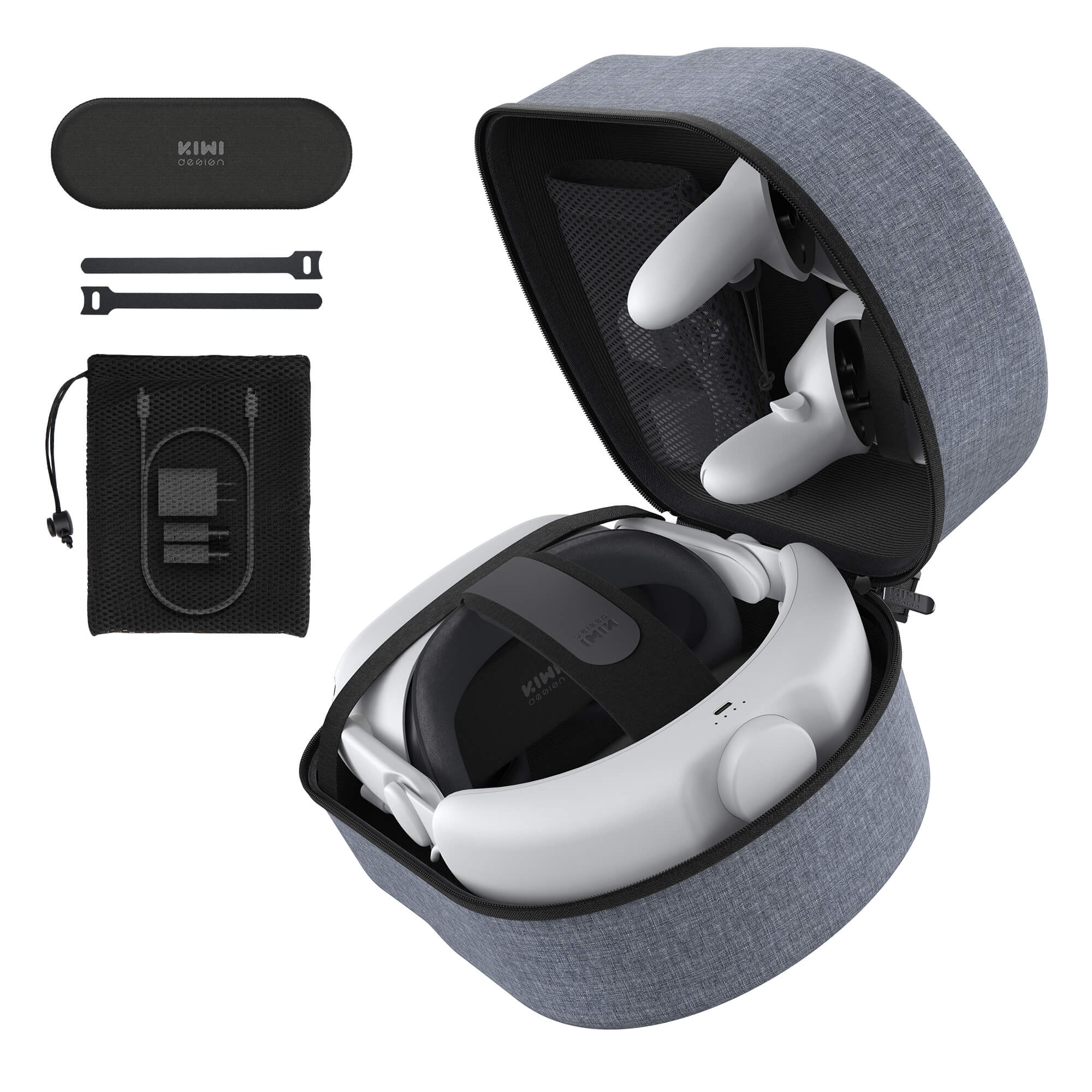 Kiwi Design Hard Carrying Case for Oculus Quest 2, Eva All-In-One Storage Box Compatible with Elite Strap and More Accessories, Adult Unisex, Size